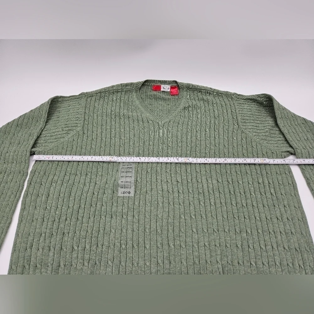 NEW IZOD GREEN Pullover 100% Cotton Cable Knit Sweater Mens Sz XXL